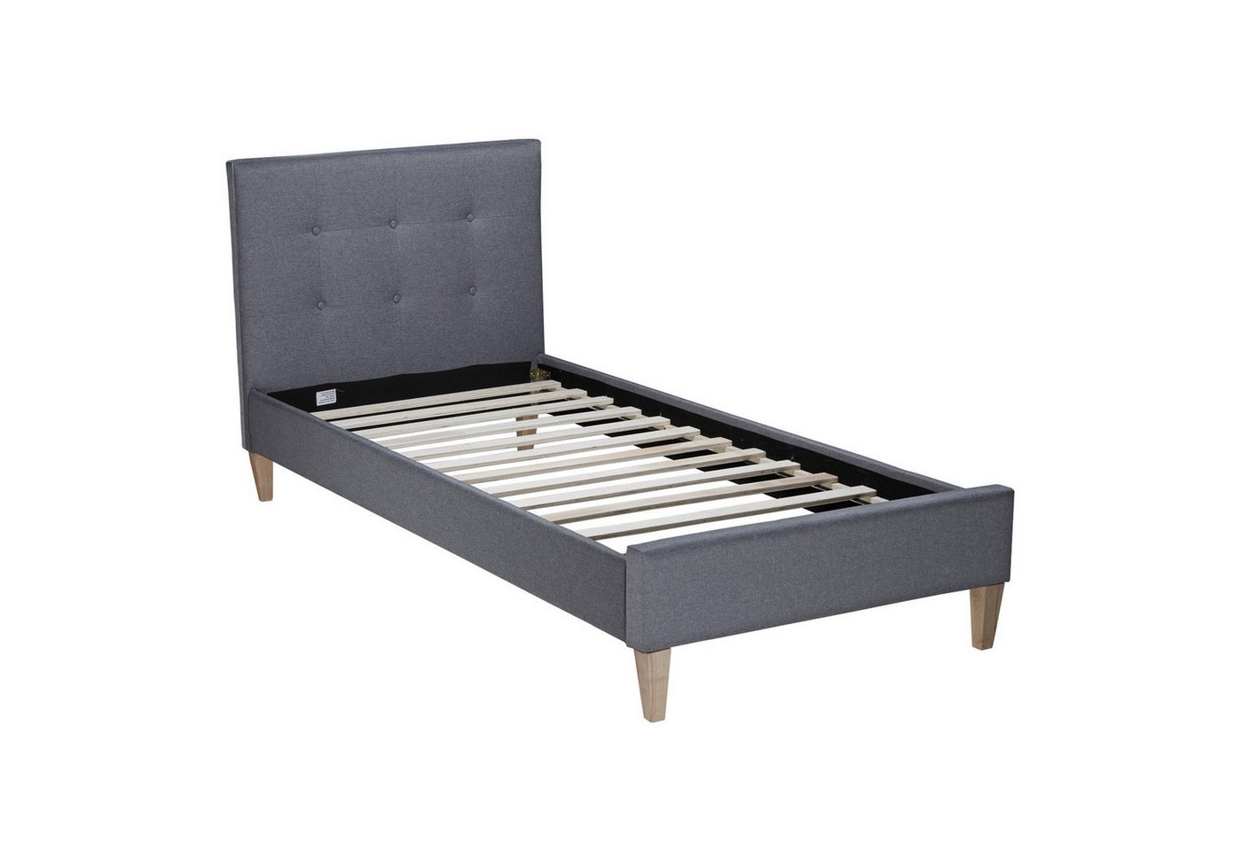 Homestyle4u Polsterbett Einzelbett 90x200 Grau Stoffbett mit Lattenrost von Homestyle4u