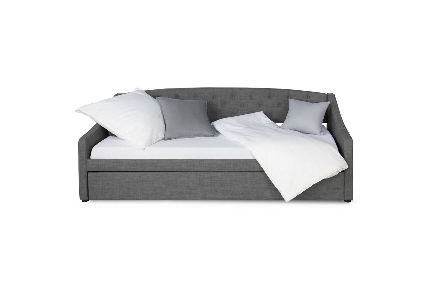 Homestyle4u Polsterbett Einzelbett Tagesbett 90x200 Grau Schlafcouch von Homestyle4u