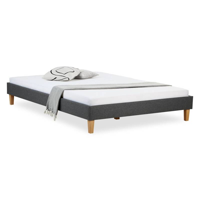 Homestyle4u Polsterbett mit Lattenrost 140x200 cm in Grau 1925 von Homestyle4u