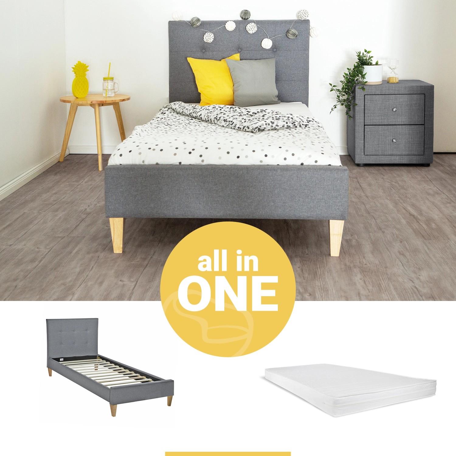 Homestyle4u Polsterbett mit Matratze 90x200 Lattenrost Jugendbett Grau 2281 Homestyle4u Polsterbett mit Matratze 90x200 Lattenrost Jugendbett Grau 2281 von Homestyle4u