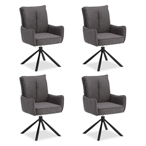 Homestyle4u Polsterstühle 4er Set Esszimmerstühle Anthrazit Drehstuhl Esszimmer Stuhl drehbar Armlehnenstuhl Sessel von Homestyle4u