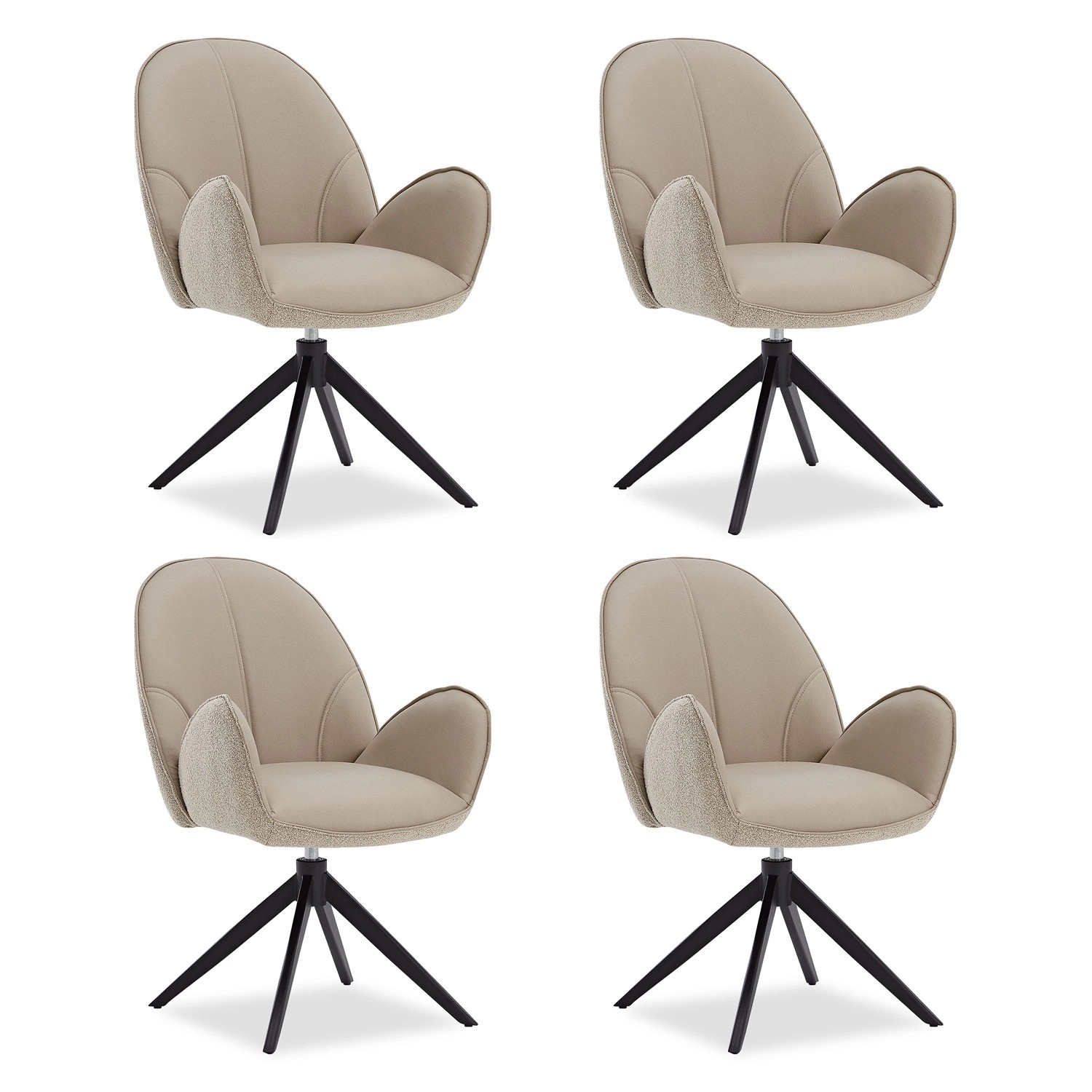 Homestyle4u Polsterstuhl 4er Set Bouclé Leder Beige Drehbar 3073 von Homestyle4u