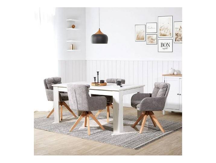 Homestyle4u Polsterstuhl Armlehne Sitzkissen Leinen Grau Esszimmerstuhl Wohnzimmer modern Büro (2er Set), drehbar, grau, 2 Stühle, Braun von Homestyle4u