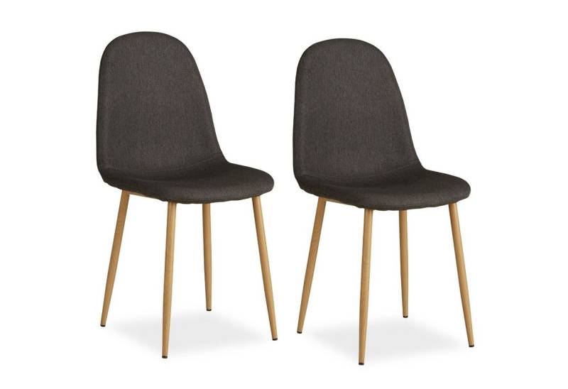 Homestyle4u Polsterstuhl Esszimmerstuhl Küche Leinen Grau Beige pflegeleicht modern Esszimmer (2er Set) von Homestyle4u