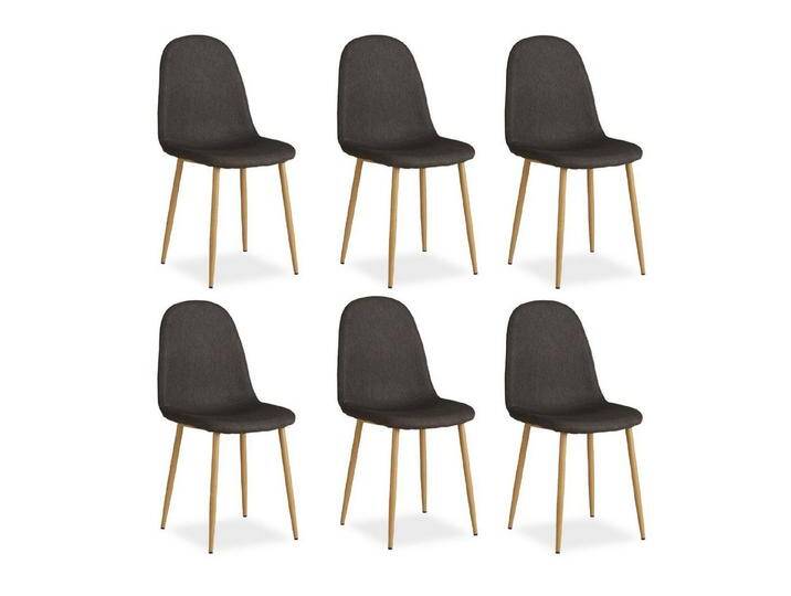 Homestyle4u Polsterstuhl Esszimmerstuhl Küche Leinen Grau Beige pflegeleicht modern Esszimmer (6er Set), grau, 6 Stühle von Homestyle4u