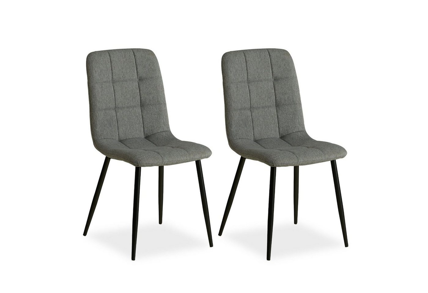 Homestyle4u Polsterstuhl Küchenstuhl modern Esszimmer Grau Beige gesteppt weich Esstisch (2 Stühle), Leinenstoff von Homestyle4u