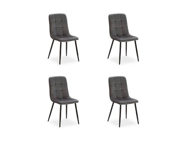 Homestyle4u Polsterstuhl Küchenstuhl modern Esszimmer Grau Beige gesteppt weich (4er Set), Samtbezug, Füße in Schwarz, grau, Polyester, 4 Stühle von Homestyle4u