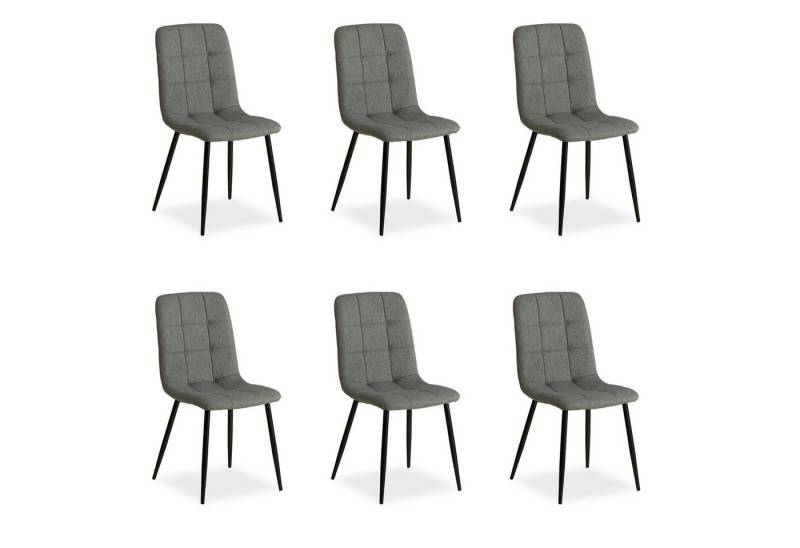 Homestyle4u Polsterstuhl Küchenstuhl modern Esszimmer Grau Beige gesteppt weich Esstisch (Set, 6 Stühle), Leinenstoff von Homestyle4u