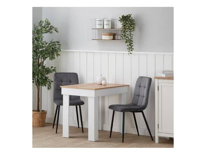 Homestyle4u Polsterstuhl Küchenstuhl modern Esszimmer Grau Beige gesteppt weich Esstisch (2 Stühle), Samtbezug, Füße in Schwarz, grau, 2 Stühle von Homestyle4u