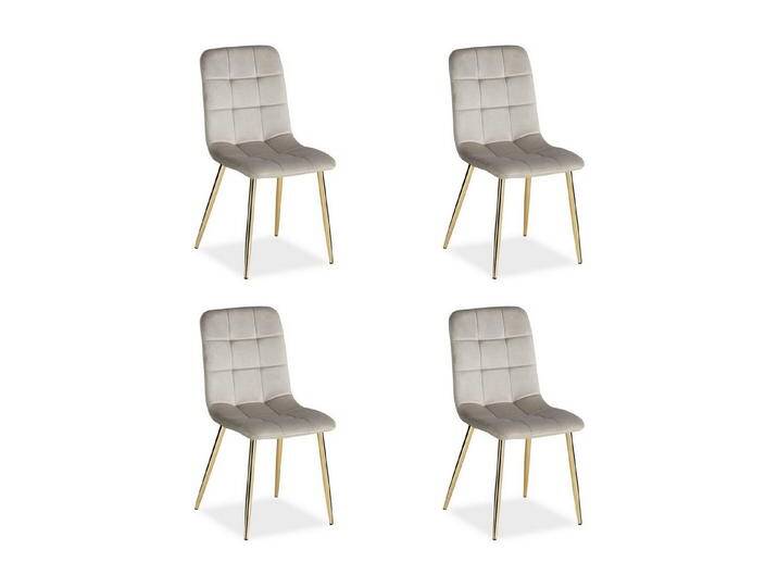 Homestyle4u Polsterstuhl Küchenstuhl modern Esszimmer Grau Beige gesteppt weich Esstisch (4er Set, 4 Stühle, 4 St), Samtbezug, Füße in Gold, Essstuhl von Homestyle4u