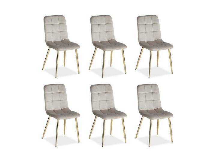 Homestyle4u Polsterstuhl Küchenstuhl modern Esszimmer Grau Beige gesteppt weich Esstisch (6er Set, 6 Stühle, 6 St), Samtbezug, Füße in Gold, Essstuhl von Homestyle4u