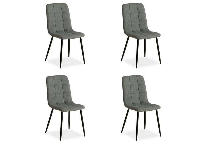 Homestyle4u Polsterstuhl Küchenstuhl modern Esszimmer Grau Beige gesteppt weich Esstisch (4er Set, 4 Stühle, 4 St), Leinenstoff, Essstuhl von Homestyle4u
