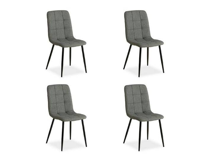 Homestyle4u Polsterstuhl Küchenstuhl modern Esszimmer Grau gesteppt weich Esstisch (4er Set, 4 St), Leinenstoff, Essstuhl, Stuhlbeine in Schwarz, Metall pulverbeschichtet von Homestyle4u