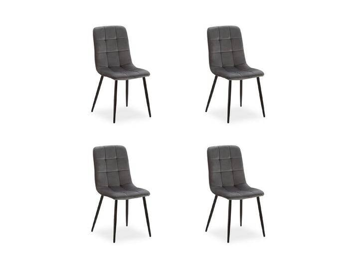 Homestyle4u Polsterstuhl Küchenstuhl modern Esszimmer Grau gesteppt weich Esstisch (4er Set, 4 St), Samtbezug/Samt, Füße in Schwarz, Essstuhl, grau von Homestyle4u