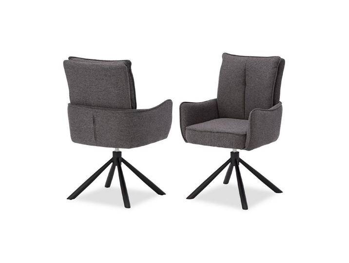 Homestyle4u Polsterstuhl Polstersessel Stühle Esstisch Esszimmerstuhl Esszimmer mit Armlehne (2er Set, 2 Stühle, Anthrazit, 2 St), Essstuhl, grau von Homestyle4u