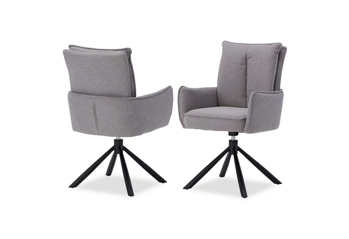 Homestyle4u Polsterstuhl Polstersessel Stühle Esstisch Esszimmerstuhl Esszimmer mit Armlehne (2er Set, 2 Stühle, Mondscheingrau, 2 St), Essstuhl von Homestyle4u