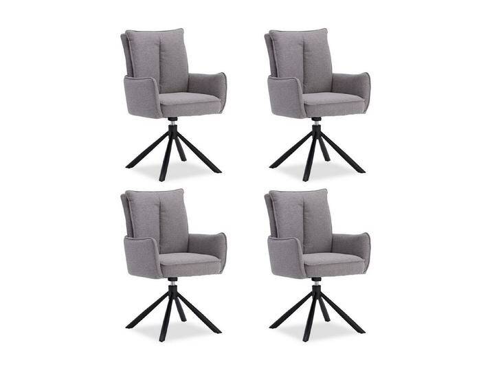 Homestyle4u Polsterstuhl Polstersessel Stühle Esstisch Esszimmerstuhl Esszimmer mit Armlehne (4er Set, 4 Stühle, Mondscheingrau, 4 St), Essstuhl, grau von Homestyle4u