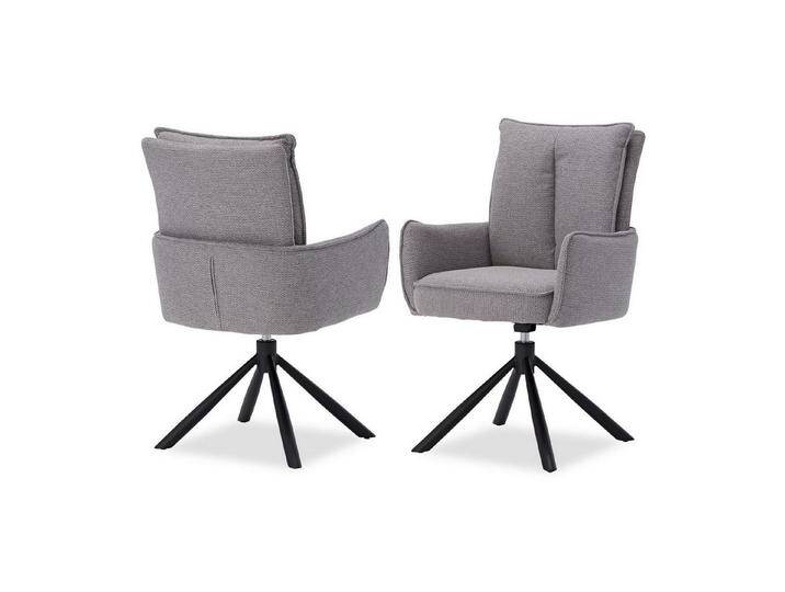 Homestyle4u Polsterstuhl Polstersessel Stühle Esstisch Esszimmerstuhl Esszimmer mit Armlehne (Set, 2 Stühle, Mondscheingrau, 2 St), gepolstert, drehbar, Metallfuß, automatischer Rückschwung Funktion von Homestyle4u