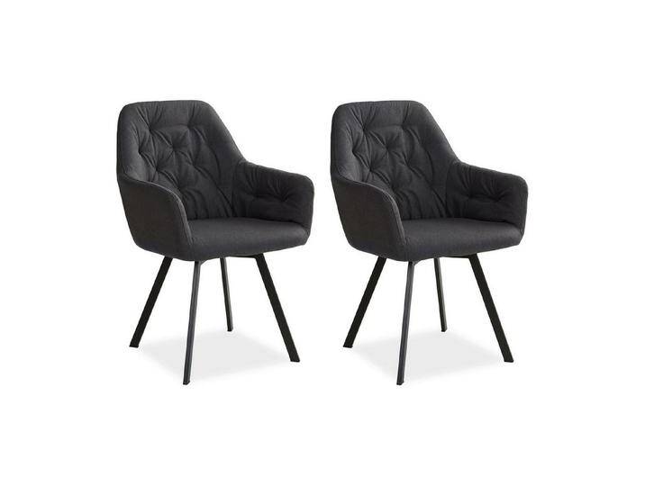 Homestyle4u Polsterstuhl Polstersessel Stühle Grau Anthrazit Leinen / Samt Küche Esszimmerstuhl (2er Set), grau, Polyester, 2 Stühle, Anthrazit von Homestyle4u