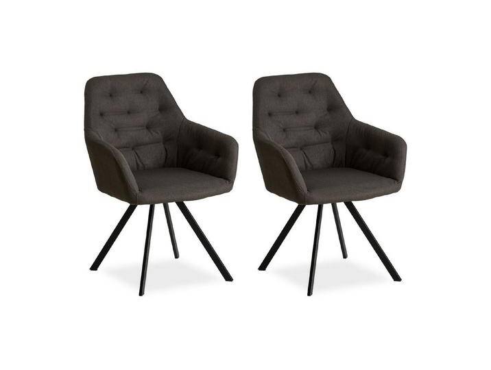 Homestyle4u Polsterstuhl Polstersessel Stühle Küche Esszimmerstuhl Esszimmer Armlehne Metall (2er Set, 2 St), Leinen, nicht drehbar, für Esstisch, Essstuhl von Homestyle4u