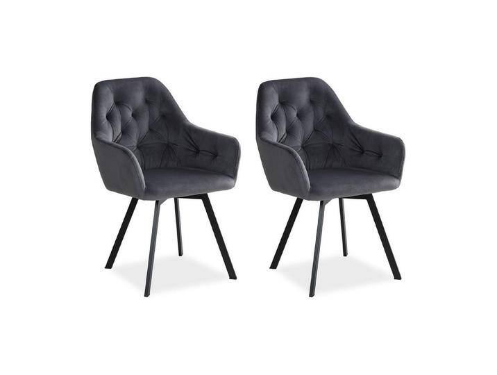 Homestyle4u Armlehnstuhl Polstersessel Stühle Küche Esszimmerstuhl Esszimmer Armlehne Metall (2er Set, 2 St), Samtstoff, drehbar, Grau, für Esstisch, Essstuhl von Homestyle4u