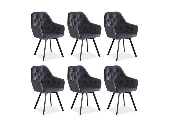 Homestyle4u Polsterstuhl Polstersessel Stühle Küche Esszimmerstuhl Esszimmer Armlehne Metall (6 Stühle), Samtstoff, drehbar, Grau, für Esstisch, grau von Homestyle4u