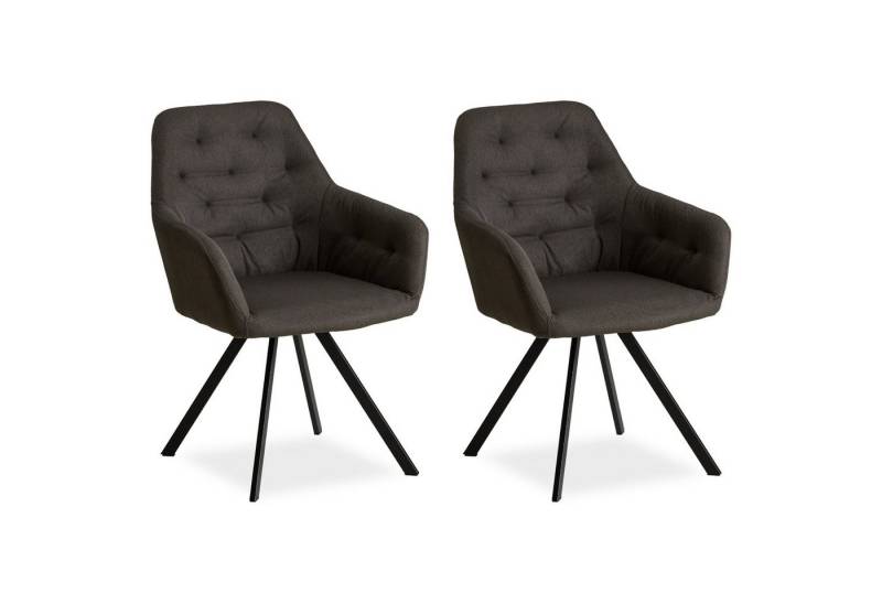 Homestyle4u Polsterstuhl Polstersessel Stühle Küche Esszimmerstuhl Esszimmer Armlehne Metall (2 St), Leinen, nicht drehbar, für Esstisch, Essstuhl von Homestyle4u