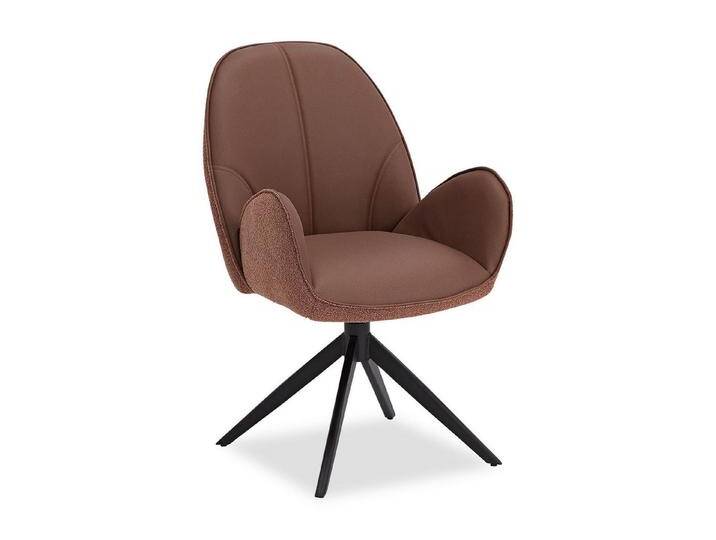 Homestyle4u Polsterstuhl Polstersessel Stühle Küche Esszimmerstuhl Esszimmer mit Armlehne (1 Stuhl), außen Bouclé Bezug, innen Kunstleder, drehbar, Mocha Mousse, braun von Homestyle4u