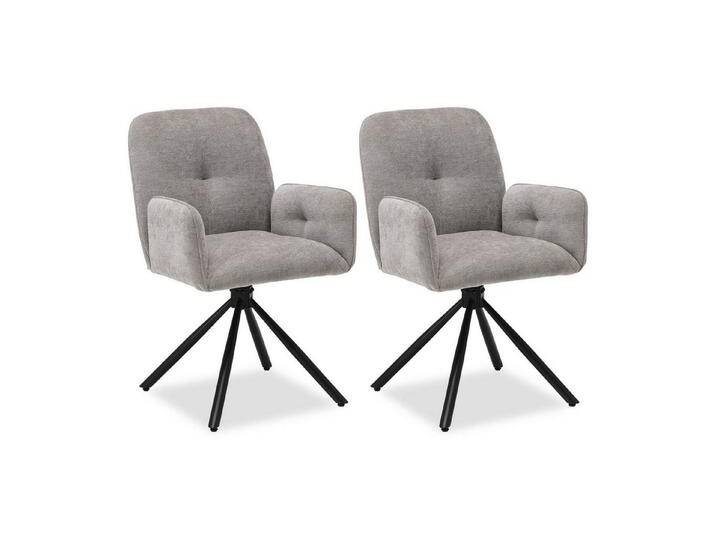 Homestyle4u Polsterstuhl Polsterstuhl Grau Essstuhl Küchenstuhl Esszimmer Metallfüße (2 St), gepolstert, 360° drehbar, Metallfuß, Essstuhl, grau von Homestyle4u