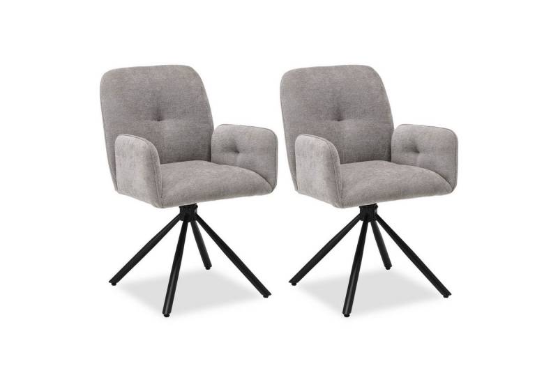 Homestyle4u Polsterstuhl Polsterstuhl Grau Essstuhl Küchenstuhl Esszimmer Metallfüße (2 St), gepolstert, 360° drehbar, Metallfuß, Essstuhl von Homestyle4u