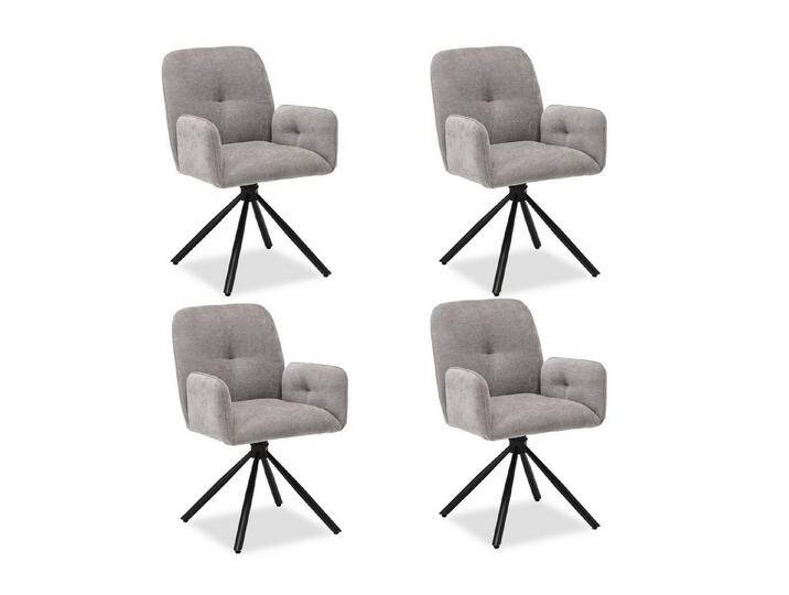 Homestyle4u Polsterstuhl Polsterstuhl Grau Essstuhl Küchenstuhl Esszimmer Metallfüße (4 St), gepolstert, 360° drehbar, Metallfuß, Essstuhl, grau von Homestyle4u