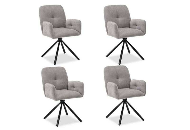 Homestyle4u Polsterstuhl Polsterstuhl Grau Essstuhl Küchenstuhl Esszimmer Metallfüße (4 St), gepolstert, 360° drehbar, Metallfuß, Essstuhl von Homestyle4u