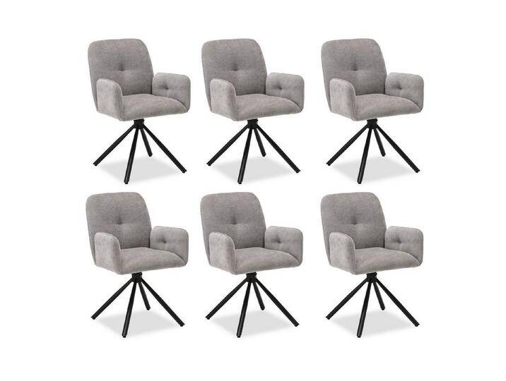 Homestyle4u Polsterstuhl Polsterstuhl Grau Essstuhl Küchenstuhl Esszimmer Metallfüße (6 St), gepolstert, 360° drehbar, Metallfuß, Essstuhl, grau von Homestyle4u