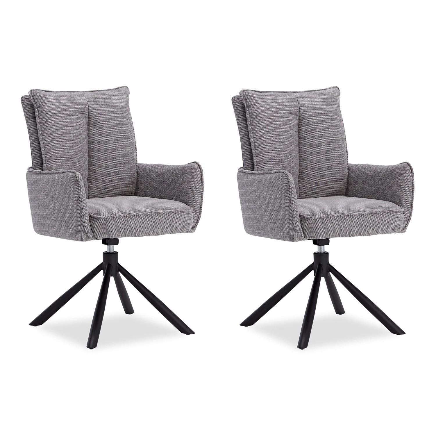 Homestyle4u Polsterstuhl Stoff Grau Drehbar 2er Set 3063 von Homestyle4u