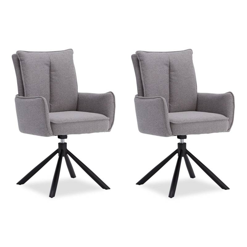 Homestyle4u Polsterstuhl Stoff Grau Drehbar 2er Set 3063 von Homestyle4u