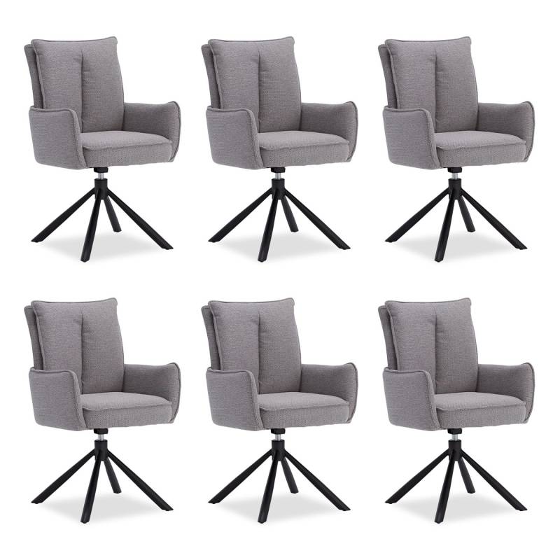 Homestyle4u Polsterstuhl Stoff Grau Drehbar 6er Set 3065 von Homestyle4u
