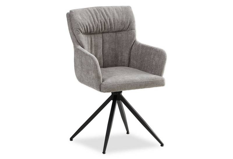 Homestyle4u Polsterstuhl mit Armlehne Leinen Grau Esszimmer Wohnzimmer modern Büro Küche Kissen (1 Stuhl, 1 St), drehbar, für Esstisch, Essstuhl von Homestyle4u