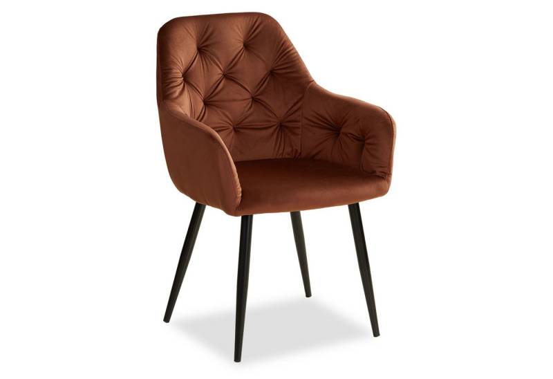Homestyle4u Polsterstuhl mit Armlehne Sessel Esszimmerstuhl Samt Gestell Schwarz Esszimmer (1 Stuhl, 1 St), Küchenstuhl, Braun, Bronze, für Esstisch, Essstuhl von Homestyle4u