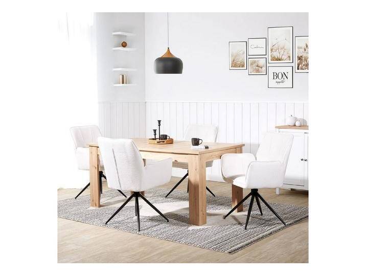 Homestyle4u Polsterstuhl mit Armlehne weicher Chenille Stoff Weiß Wohnzimmer Küche Esszimmer (6er Set), drehbar, weiß, 6 Stühle von Homestyle4u