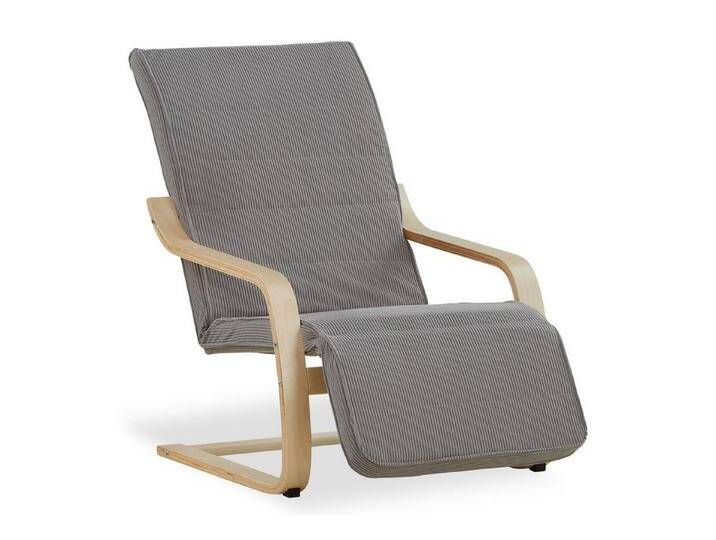 Homestyle4u Relaxsessel Sessel Cord Stoff Grau Fernsehsessel gepolstert weich bequem Relaxstuh (1 Stuhl, 1-St), Bezug abnehmbar, Fußteil verstellbar, Schwingsessel von Homestyle4u