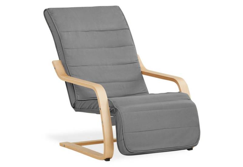 Homestyle4u Relaxsessel Sessel Grau Fernsehsessel gepolstert bequem Relaxstuhl Schwingsessel (1 Stuhl, 1-St., Stuhl mit Bezug), Bezug abnehmbar, Fußteil verstellbar, Essstuhl von Homestyle4u