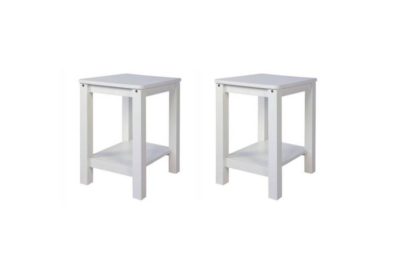 Homestyle4u Sitzhocker Hocker mit Stauraum Weiß 2er Set Holz Beistelltisch Blumenhocker (Set, Wohnzimmer, 2 St), Wohnzimmer von Homestyle4u