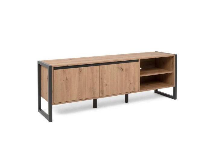 Homestyle4u TV-Board Sideboard Holz TV-Schrank Lowboard Fernsehschrank Grau Natur, braun von Homestyle4u