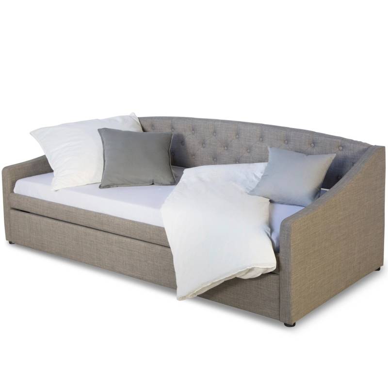 Homestyle4u Tagesbett 90 x 200 cm in Grau Ausziehbett 1924 von Homestyle4u