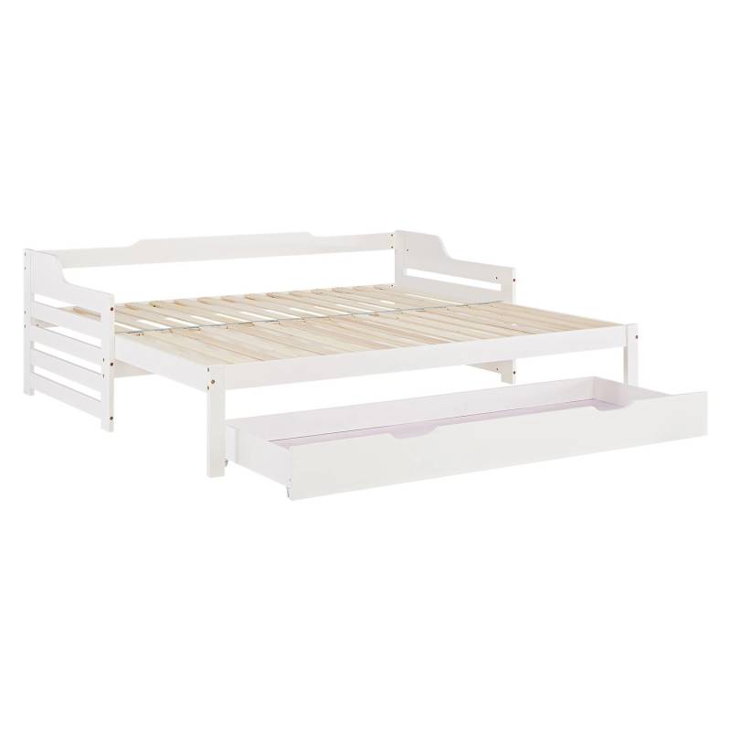 Homestyle4u Tagesbett Ausziehbett 90x200 cm mit Bettkasten mit Matratze 3077 von Homestyle4u
