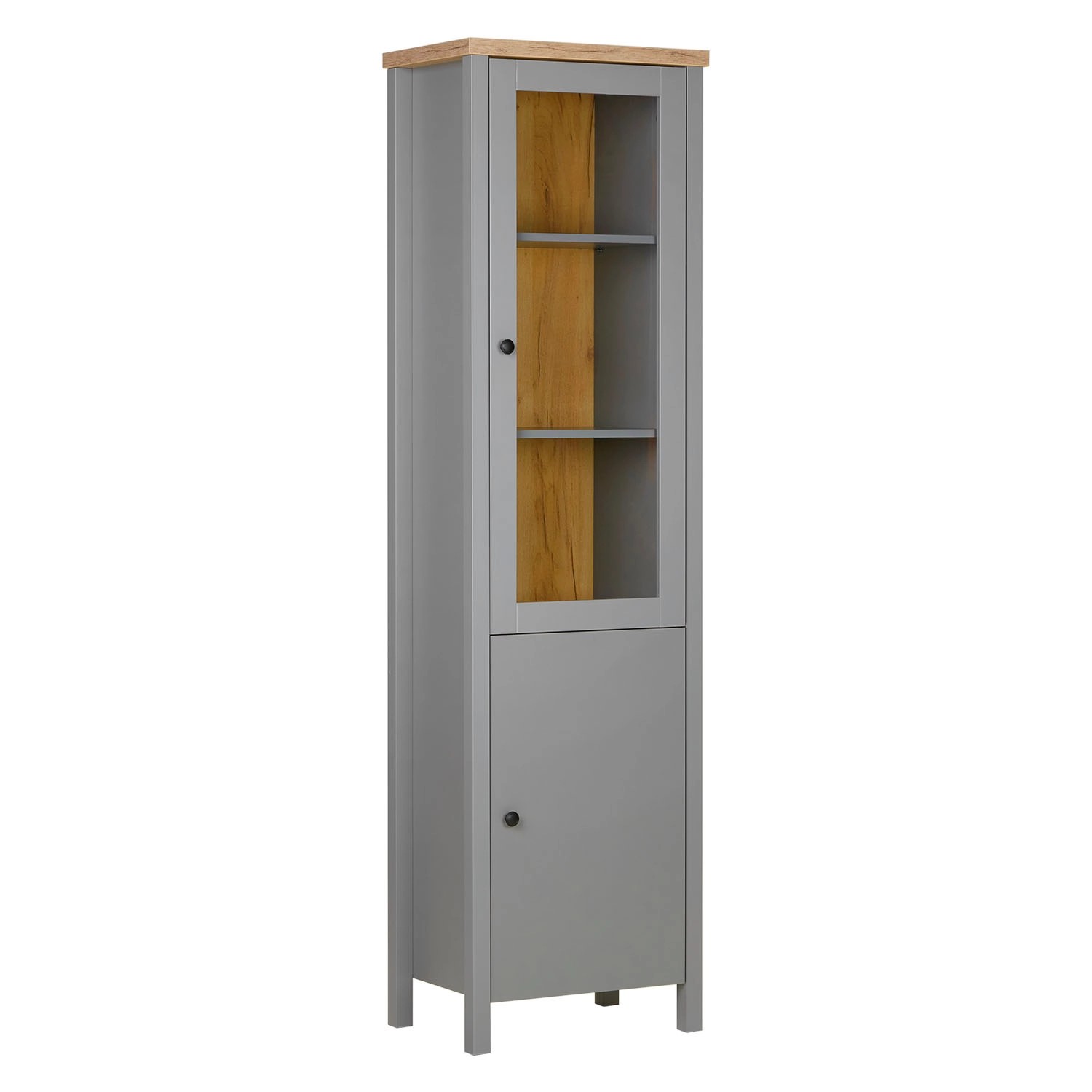Homestyle4u Vitrine Highboard Kommode Wohnzimmerschrank Holz Grau von Homestyle4u