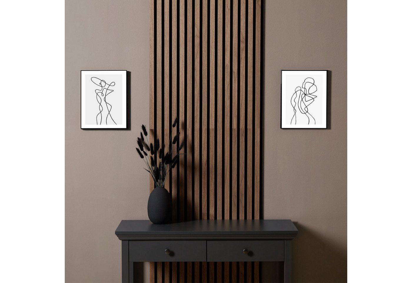 Homestyle4u Wandpaneel 60x60 60x120 cm 1/2/4 Set Akustikpaneele Holz Braun Schallschutz, (2-tlg) 2er Set 3D Akustik Paneel Wandpaneel in Walnuss zum Kleben oder Bohren von Homestyle4u
