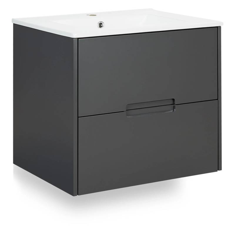 Homestyle4u Waschtisch mit Unterschrank 2 teilig 60 cm Badmöbel Set Grau von Homestyle4u