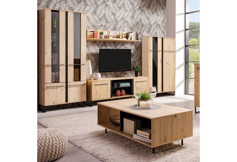 Homestyle4u Wohnwand Schrankwand Anbauwand Industrial Style Wohnzimmer Modern Eiche Holz, (Set, 4-teilig, 4-St) von Homestyle4u