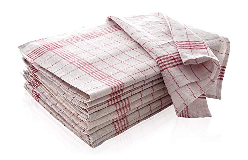 10-er Set Geschirrtücher | Trockentuch | Allzweck-Tücher Rot kariert 50x70 cm aus 100% Baumwolle | ÖKO-TEX Standard | Premium-Qualität - Vielfältig einsetzbar von Hometex Premium Textiles